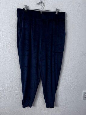 Any Body Velvet Navy Blue Joggers With Zippered Ankles & Pockets By AnyBody Size